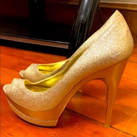 Bakers Shoes Nye Gold Glitter Platform Heels Poshmark
